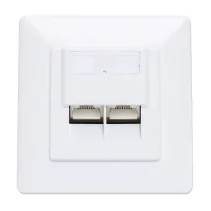 Gniazdo podtynkowe 2x RJ45 Cat6a STP białe