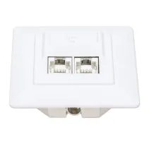 Gniazdo podtynkowe 2x RJ45 Cat6a STP białe