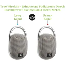 Głośnik Bluetooth 5.3, 5W, TWS, LED, USB MicroSD MP3, szary