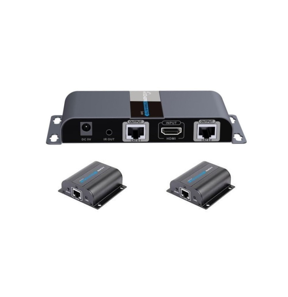 Extender HDMI 1x2 1080p60Hz do 40m po skrętce Kat6 IR PoC