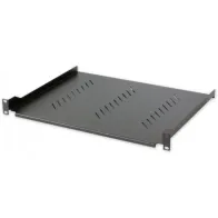 Półka 1U 305mm rack 19, 2 pkt mocowania, perforowana czarna