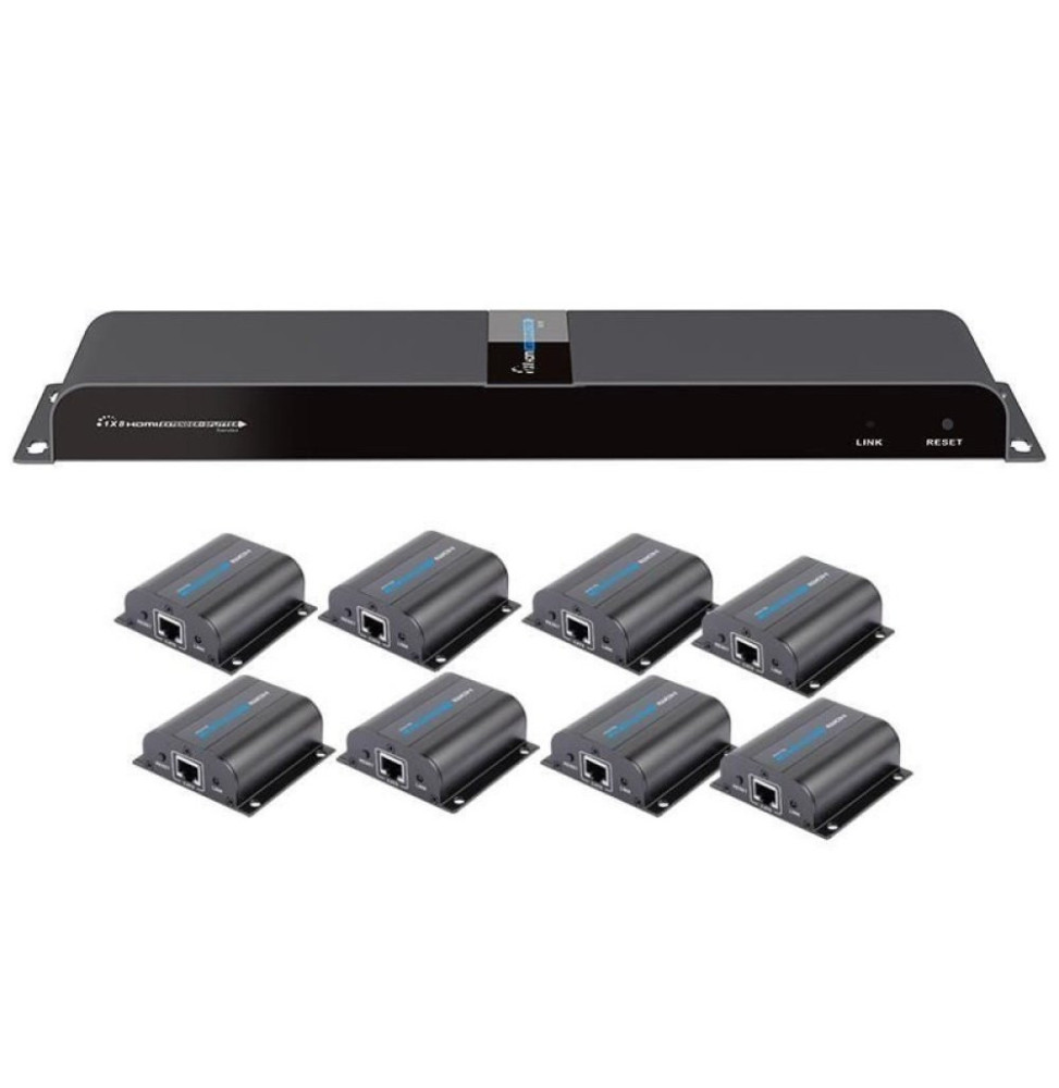 Extender HDMI 1x8 1080p60Hz do 40m po skrętce Kat6 IR PoC