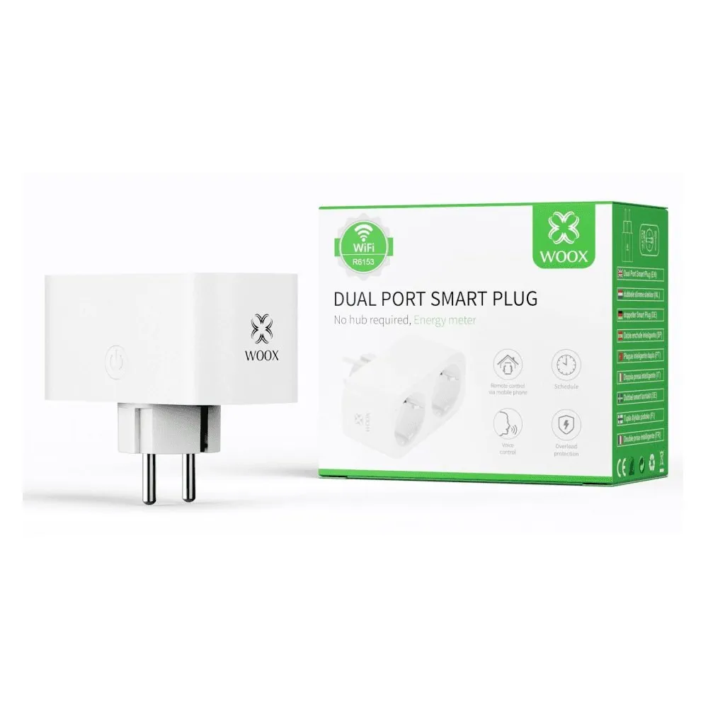 Smart gniazdko podwójne z pomiarem zużycia prądu Schuko WiFi