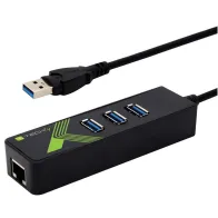 Karta sieciowa/adapter USB 3.0 na RJ45 Gigabit, hub 3x USB 3.2