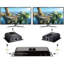 Extender HDMI 1x2 1080p60Hz do 40m po skrętce Kat6 IR PoC