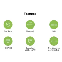 Extender KVM HDMI/USB 1080p60Hz do 60m po skrętce Kat6 PoC