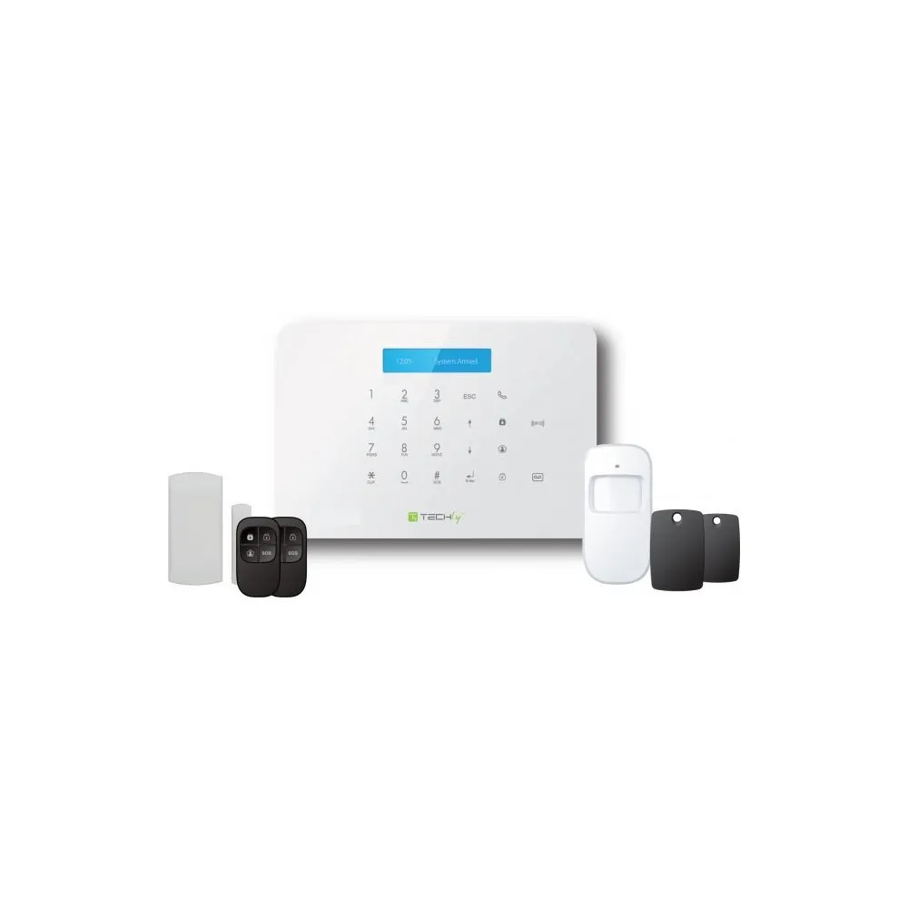 Zestaw alarmowy GSM centralka/2 czujniki/2 piloty/2 karty RFID