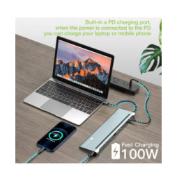 Techly 365368 Stacja dokująca USB-C 12w1 HDMI DP VGA RJ45 USB-C/A PD 100W
