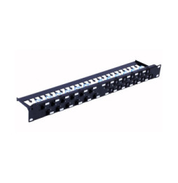 Patch panel 24x Keystone RJ45 Cat6a UTP, 1U, porty ukośne