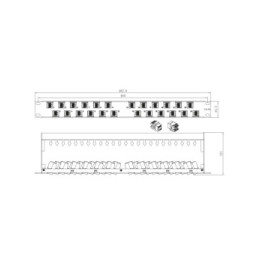 Patch panel 24x Keystone RJ45 Cat6a UTP, 1U, porty ukośne