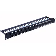 Patch panel 24x Keystone RJ45 Cat6a UTP, 1U, porty ukośne