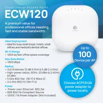 Wewnętrzny Access Point WiFi 5 802.11ac, 1GbE, zarządzalny, EnGenius Cloud