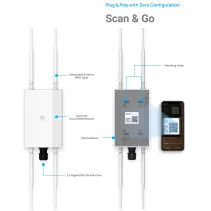 Zewnętrzny Access Point WiFi 6 802.11ax, 2.5GbE, zarządzalny, EnGenius Cloud