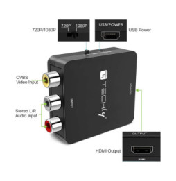 Techly 368475 Konwerter CVBS AV 3x RCA na HDMI 1080p