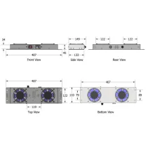 Panel chłodzący 2 wentylatory, IP55, sufitowy, z termostatem