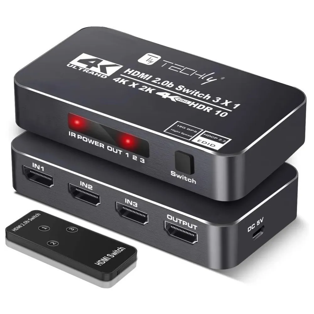 Techly 367171 Switch 3x1 HDMI 4K*60Hz z pilotem - B2B Netinet