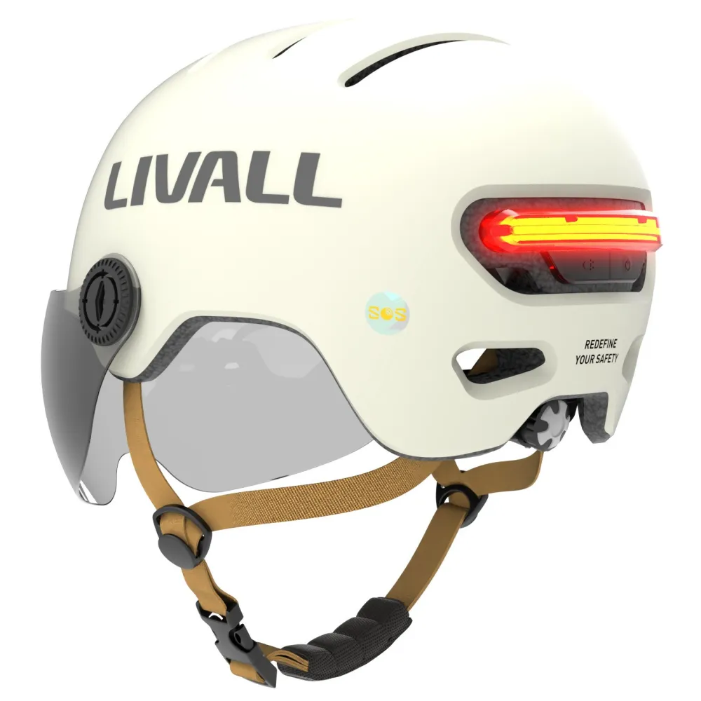 Kask Livall L23 biały 58-62cm z szybką ochronną LED/SOS - B2B Netinet