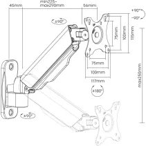 Techly 369793 Wieszak LED/LCD 17-32" sprężyna gazowa - B2B Netinet