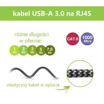 Adapter/kabel sieciowy USB-A na Gigabit Ethernet RJ45 3m