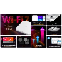 Wewnętrzny Access Point WiFi 7 802.11be, 10GbE, zarządzalny, EnGenius Cloud