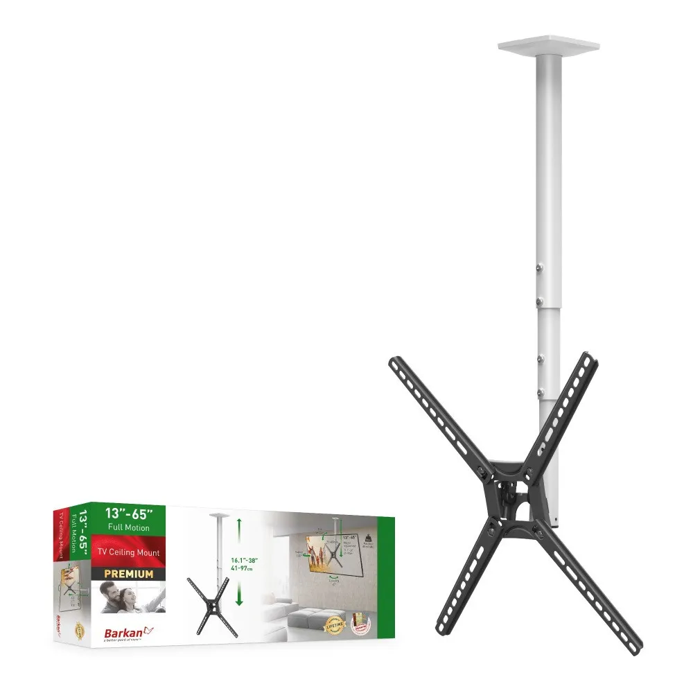 Barkan 3500 Biały wieszak TV sufitowy do 65" regulowany - B2B Netinet
