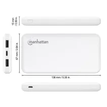 Manhattan 406277 Przenośny Power Bank 10 000 mAh 2x USB-A
