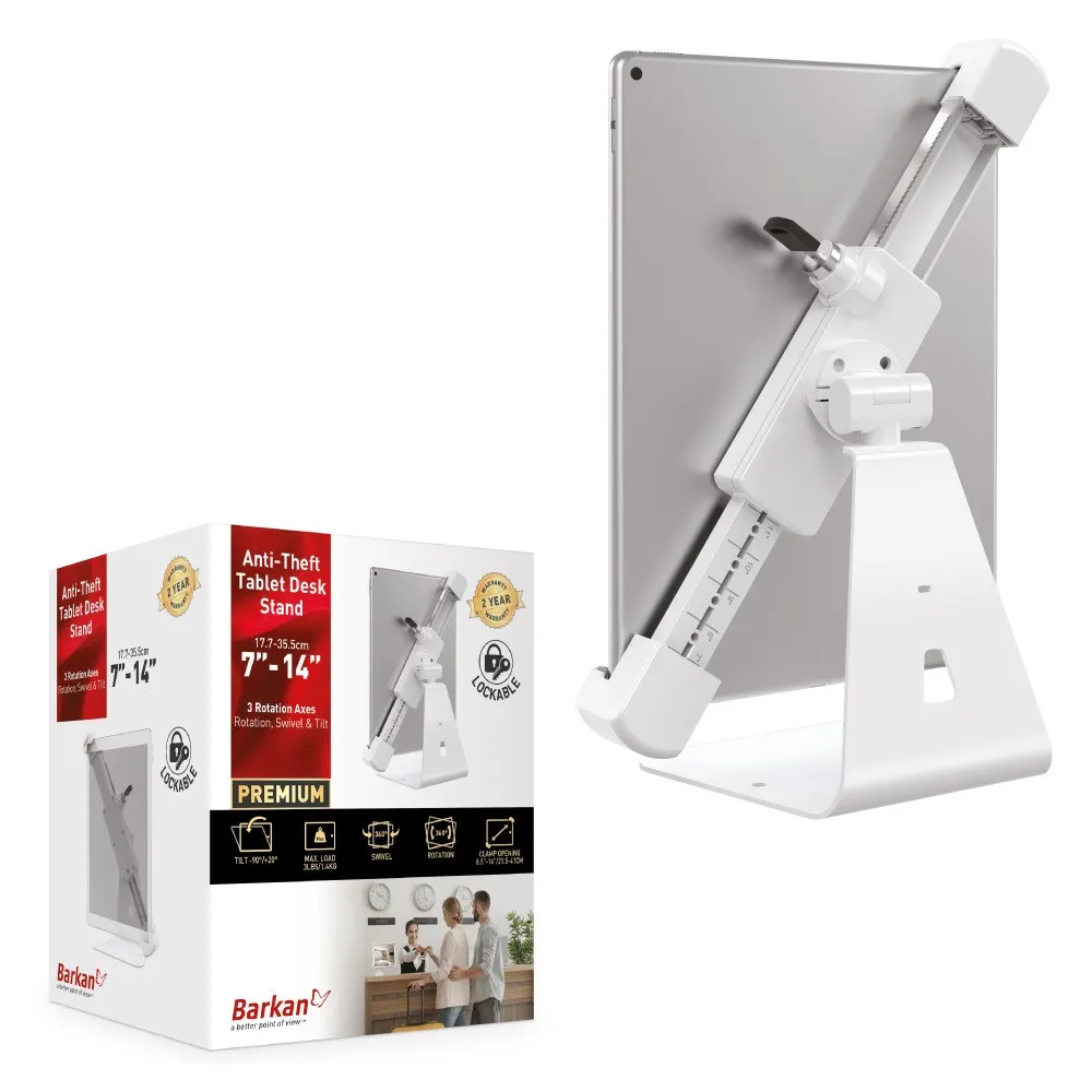 Barkan T71HL Stojak biurkowy do tabletu 7-14" z zamkiem - B2B Netinet