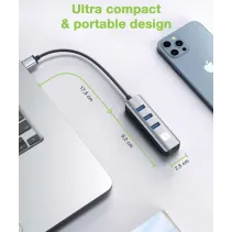 Techly 366907 Karta sieciowa USB 3.0 RJ45 Hub 3x USB - B2B Netinet