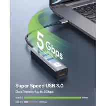 Techly 366907 Karta sieciowa USB 3.0 RJ45 Hub 3x USB - B2B Netinet