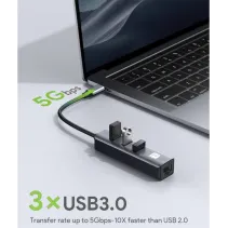 Techly 366914 Karta sieciowa USB-C 3.2 RJ45 Hub 3x USB - B2B Netinet