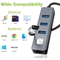 Techly 366914 Karta sieciowa USB-C 3.2 RJ45 Hub 3x USB - B2B Netinet