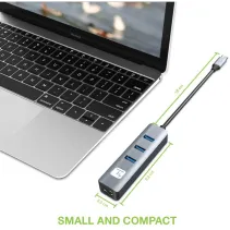 Techly 366914 Karta sieciowa USB-C 3.2 RJ45 Hub 3x USB - B2B Netinet
