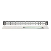 Patch panel 48 portów na moduły Keystone, 1U, z tacką