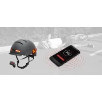 Kask miejski 57-61cm światła LED czujnik upadku SOS czarny