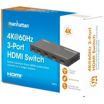 Manhattan 208222 Przełącznik HDMI 2.0 4K60Hz 3x1 - B2B Netinet