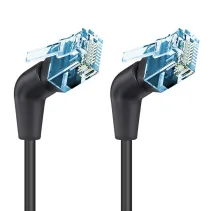 Patchcord Cat6a UTP 0,5m 100% CU obrotowy kątowy slim czarny