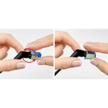 Patchcord Cat6a UTP 1m 100% CU obrotowy kątowy slim czarny