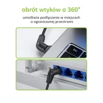 Patchcord Cat6a UTP 2m 100% CU obrotowy kątowy slim czarny