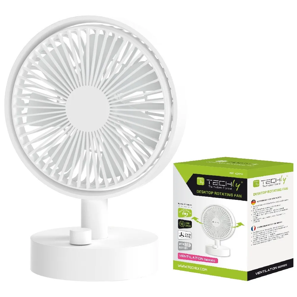 Techly 621710 Cichy wentylator akumulatorowy na biurko - B2B Netinet
