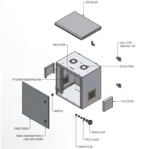 Szafa wisząca 12U Rack 19, IP55, pełne drzwi 600x600 szara