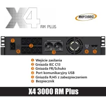 Zasilacz awaryjny UPS X4 3000 RM Plus, 3000VA, 1800W, 8x C13, 2x FR/Schuko