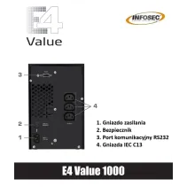Zasilacz awaryjny UPS E4 Value 1000, 1000VA, 800W, 3x C13