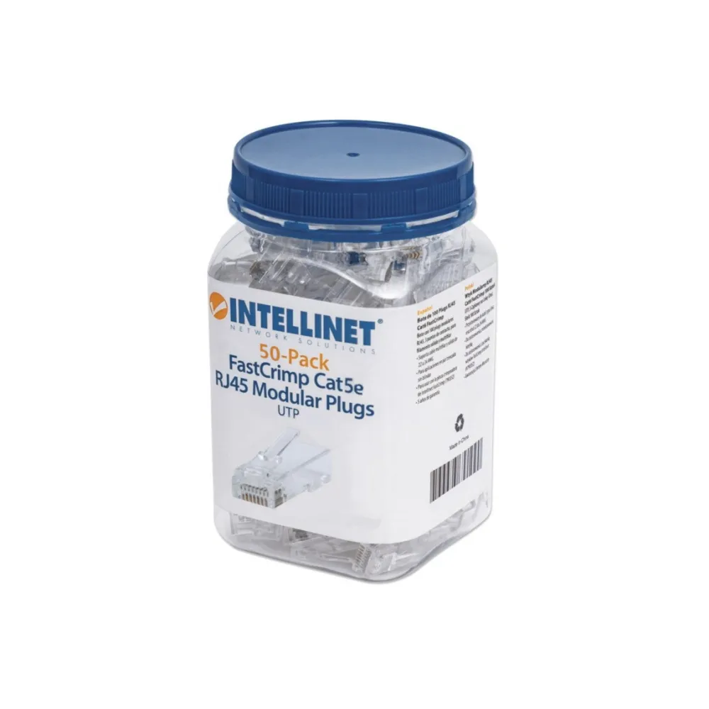 Wtyk RJ45 8P/8C Cat5e UTP, linka/drut, przelotowy, 50 szt