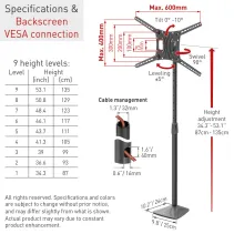 Barkan FS420 Stojak podłogowy TV 13-86" z regulacją - B2B Netinet
