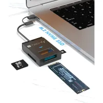 Konwerter USB-A/C do dysków NVMe/SATA M.2 z czytnikiem SD/TF