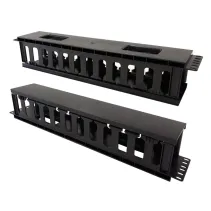 Organizer kabli 2U do szaf rack 19 z pokrywą, czarny