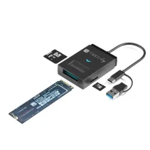 Konwerter USB-A/C do dysków NVMe/SATA M.2 z czytnikiem SD/TF