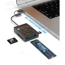 Konwerter USB-A/C do dysków NVMe/SATA M.2 z czytnikiem SD/TF