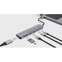 Manhattan 190442 Stacja dokująca USB-C 7w1 HDMI USB PD - B2B Netinet