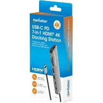 Manhattan 190442 Stacja dokująca USB-C 7w1 HDMI USB PD - B2B Netinet